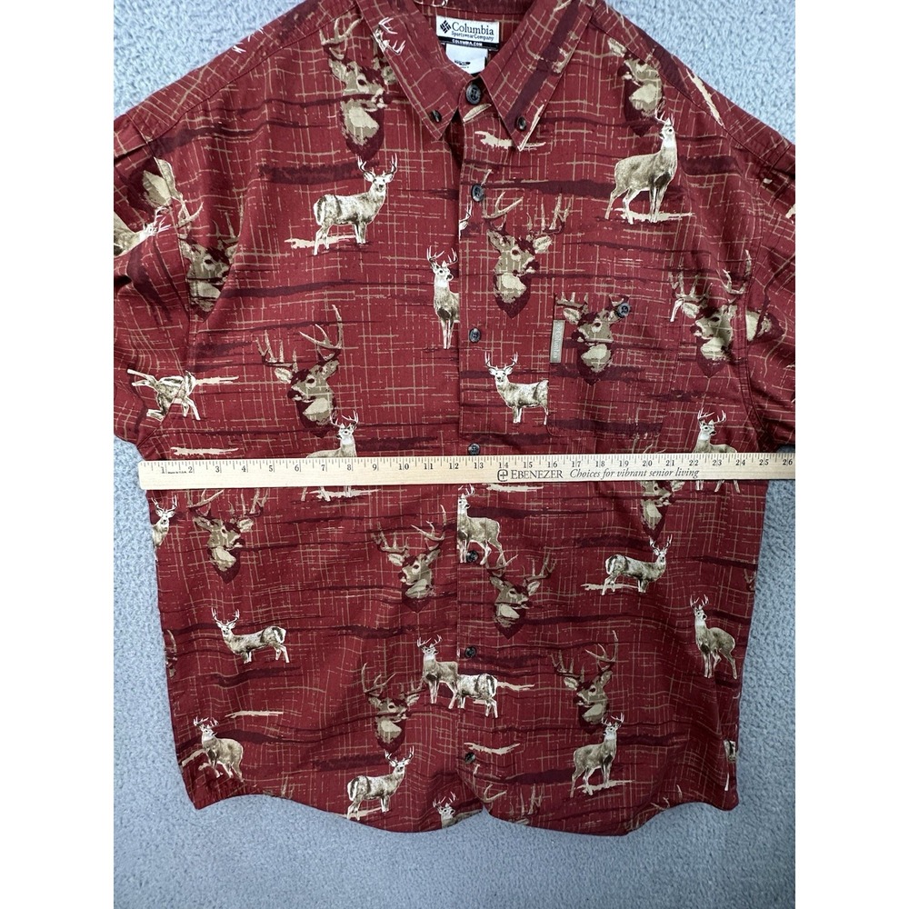 Columbia River Lodge Shirt Mens XL Red Whitetail Deer Long Sleeve Button Up - Picture 6 of 9